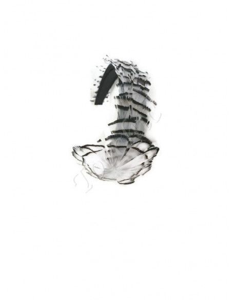 Diadema blanca y negra de plumas - Sombreros y Tocados para bodas de mañana - 13 Diadema blanca y negra de plumas - Sombreros y Tocados para bodas de mañana - 13