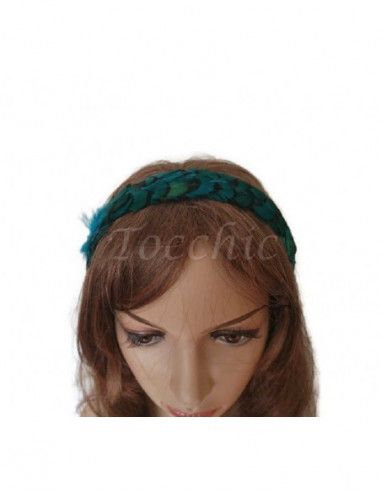 Original diadema de plumas turquesa - Tocados para bodas de noche - 5