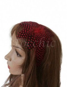 Diadema de plumas rojas y negras - Tocados para bodas de noche - 1