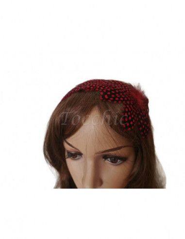 Black and red feathers headband - Cocktail hats for women - 3