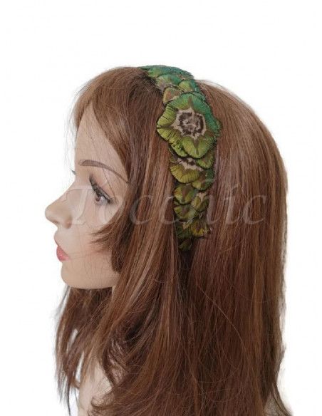 Peacock headband green - Cocktail hats for women - 5