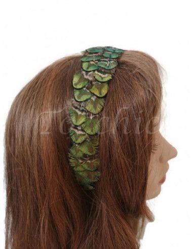Diadema verde de plumas - Tocados para bodas de noche - 6