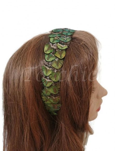 Peacock headband green - Cocktail hats for women - 6