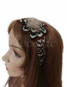 Diadema marrón y blanca de boda - Tocados para bodas de noche - 1 2