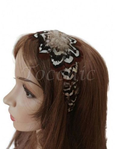 Diadema marrón y blanca de boda - Tocados para bodas de noche - 2