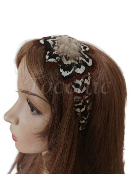 Brown and white headband for weddings - Cocktail hats for women - 2 Brown and white headband for weddings - Cocktail hats for women - 2