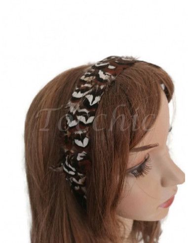 Diadema marrón y blanca de boda - Tocados para bodas de noche - 3