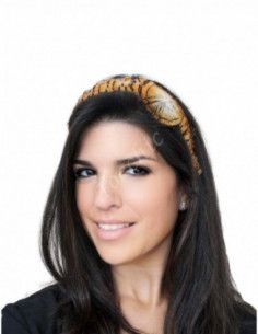 Diadema naranja y negra con plumas - Tocados para bodas de noche - 1