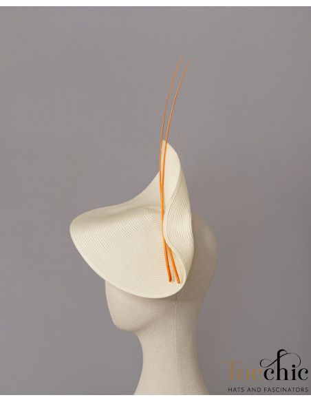 Cream and orange wedding fascinator hat for woman - Wedding hats for women - 8