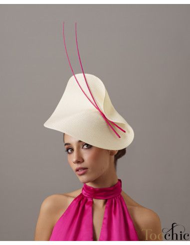 Ivory and pink Royal Ascot hat woman - Wedding hats for women - 3