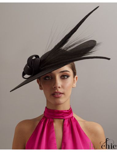 Elegant Mother of groom hat with feathers black - Wedding hats for women - 3