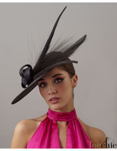 Elegant Mother of groom hat with feathers black - Wedding hats for women - 5