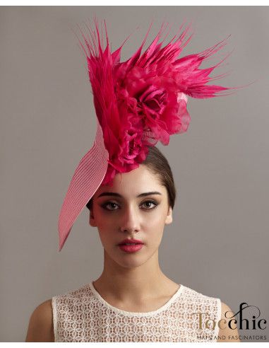 Original Kentucky derby hat pink with feathers - Wedding hats for women - 3
