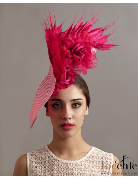 Original Kentucky derby hat pink with feathers - Wedding hats for women - 3 Original Kentucky derby hat pink with feathers - Wedding hats for women - 3