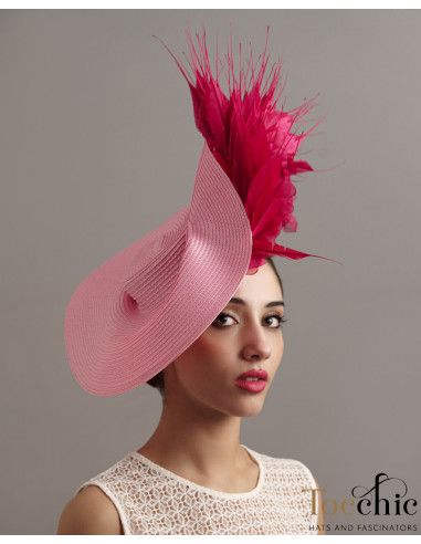 Original Kentucky derby hat pink with feathers - Wedding hats for women - 4