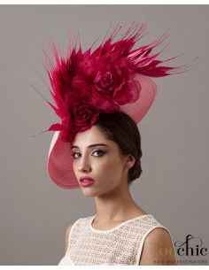Original Kentucky derby hat pink with feathers - Wedding hats for women - 1 2