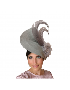 Elegant Grey wedding hat for woman with feathers - Wedding hats for women - 2