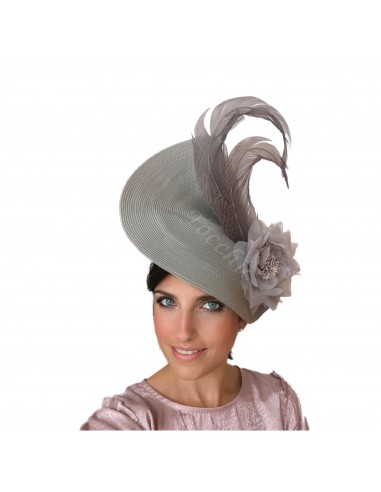 Sombrero de boda gris para mujer - Pamelas y Tocados para madrinas - 3