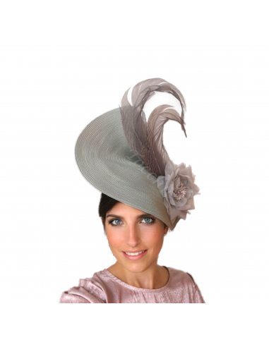 Elegant Grey wedding hat for woman with feathers - Wedding hats for women - 4