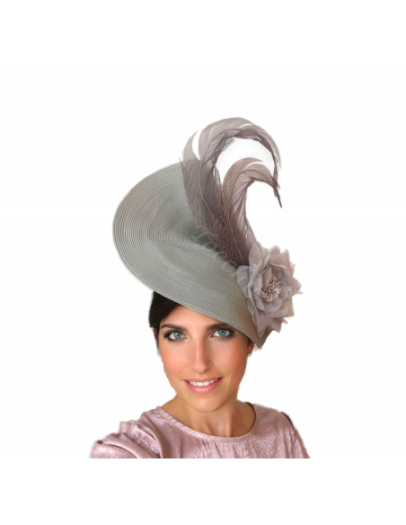 Sombrero de boda gris para mujer - Pamelas y Tocados para madrinas - 4 Sombrero de boda gris para mujer - Pamelas y Tocados para madrinas - 4