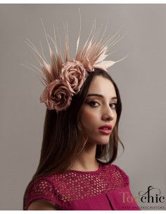 Pink blush wedding guest fascinator headband - Cocktail hats for women - 1 2