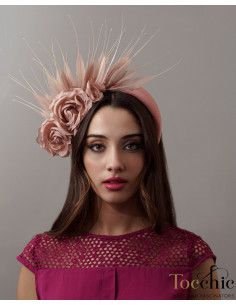 Pink blush wedding guest fascinator headband - Cocktail hats for women - 1