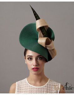 forest green large fascinator with feathers - Wedding hats for women - 1
