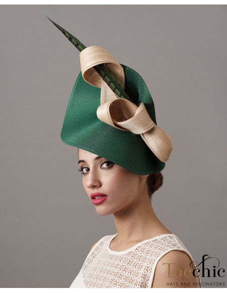 forest green large fascinator with feathers - Wedding hats for women - 4 forest green large fascinator with feathers - Wedding hats for women - 4