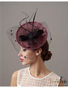 Maroon and Black Breeders' Cup hat for women - Wedding hats for women - 1