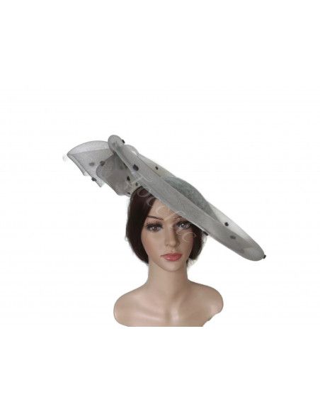 Woman Veiled hat grey for Horse Racing - Wedding hats for women - 3 Woman Veiled hat grey for Horse Racing - Wedding hats for women - 3