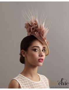 Woman Kentucky derby hat with feathers Nude - Wedding hats for women - 4 2