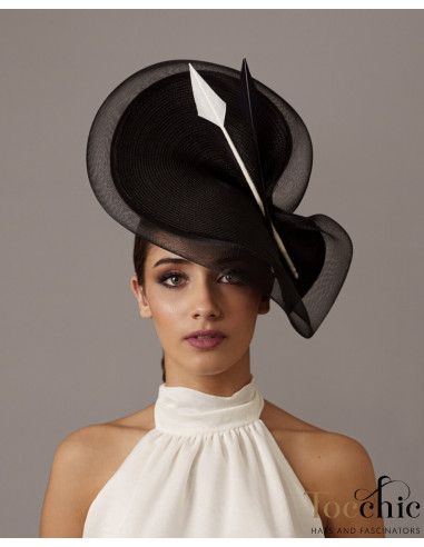 Tocado para madrina negro con plumas - Pamelas y Tocados para madrinas - 3