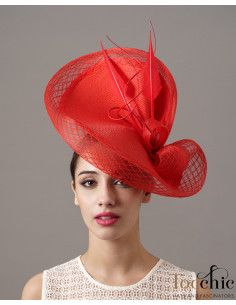 Women luncheon party hat red - Wedding hats for women - 1 2
