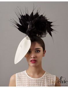 Black and Cream Royal Ascot hat for women - Wedding hats for women - 1