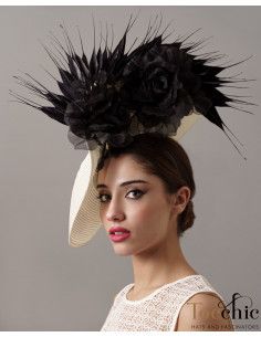 Black and Cream Royal Ascot hat for women - Wedding hats for women - 1 2