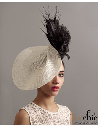 Black and Cream Royal Ascot hat for women - Wedding hats for women - 3