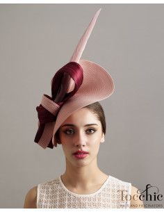 Nude Pink and maroon Royal Ascot fascinator hat for woman - Wedding hats for women - 1