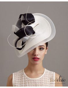 Oaks day big fascinator White and Navy Blue - Wedding hats for women - 4