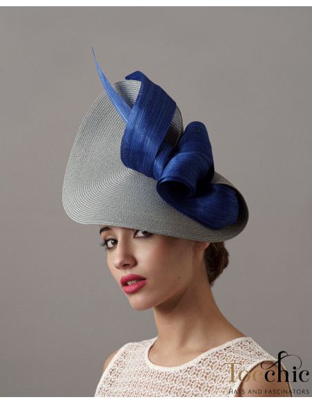 Sombrero invitada perfecta de boda azul y gris - Pamelas y Tocados para madrinas - 2 Sombrero invitada perfecta de boda azul y gris - Pamelas y Tocados para madrinas - 2