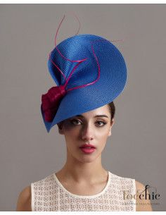 Women fuchsia Kentucky derby hat and royal blue - Wedding hats for women - 1