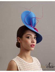 Women fuchsia Kentucky derby hat and royal blue - Wedding hats for women - 1 2