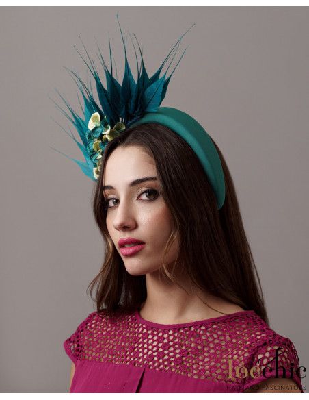 Bridesmaids feathers headband fascinator green sea - Cocktail hats for women - 3 Bridesmaids feathers headband fascinator green sea - Cocktail hats for women - 3