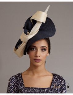 Tocado azul marino para madrina de boda de mañana - Pamelas y Tocados para madrinas - 3