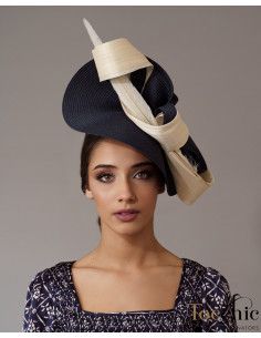 Navy blue and cream horse races fascinator for women - Wedding hats for women - 3 2