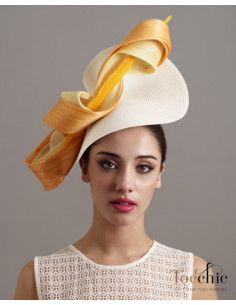 Original Sombrero de boda madrina perfecta naranja y amarillo - Pamelas y Tocados para madrinas - 4