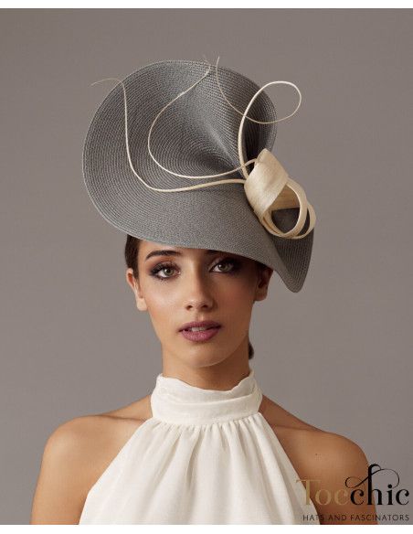 Sombrero gris de boda para madre del novio - Pamelas y Tocados para madrinas - 1 Sombrero gris de boda para madre del novio - Pamelas y Tocados para madrinas - 1
