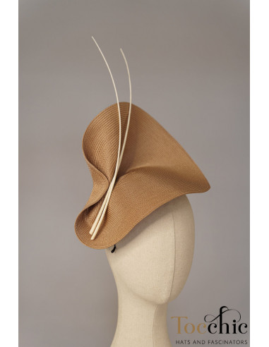Tocado para madrina de boda beige y crema - Pamelas y Tocados para madrinas - 5