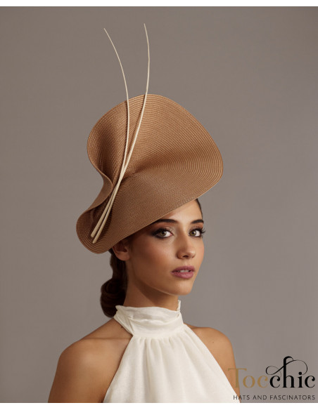 Cream and camel wedding guest hat - Wedding hats for women - 1 Cream and camel wedding guest hat - Wedding hats for women - 1