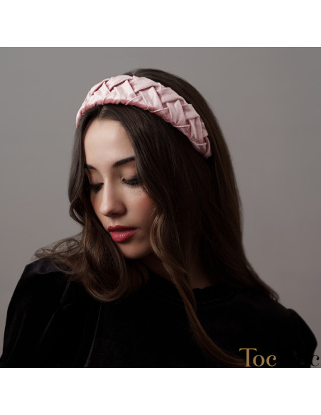 Light pink velvet headband for woman - Cocktail hats for women - 3