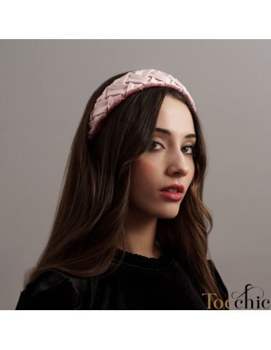 Light pink velvet headband for woman - Cocktail hats for women - 2